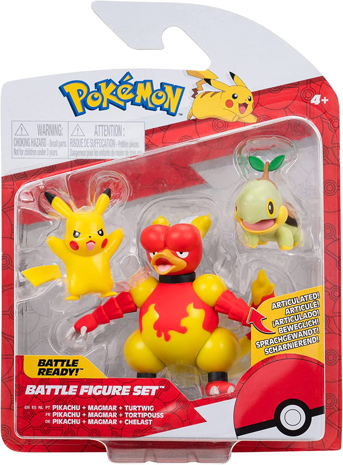Pokemon Battle Figure Set Pikachu, Magmar & Turtwig
