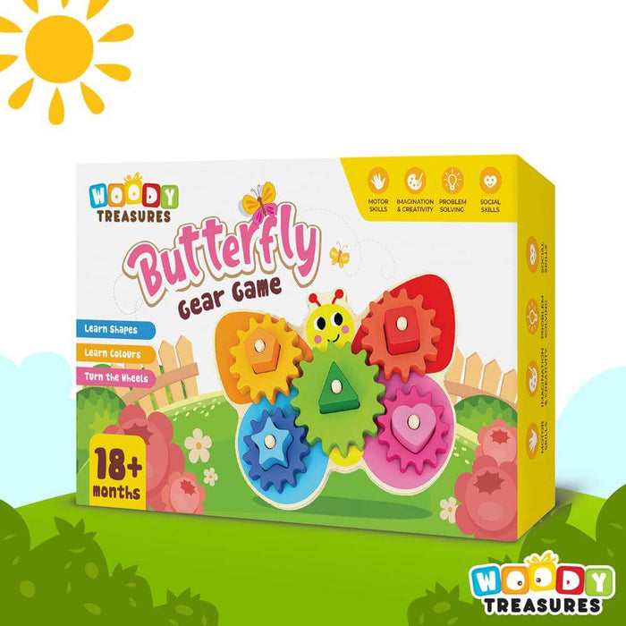 Woody Treasures Wooden Butterfly Gear Game